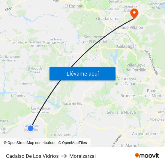 Cadalso De Los Vidrios to Moralzarzal map