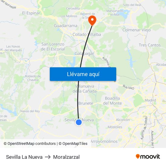 Sevilla La Nueva to Moralzarzal map