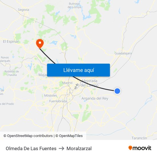 Olmeda De Las Fuentes to Moralzarzal map