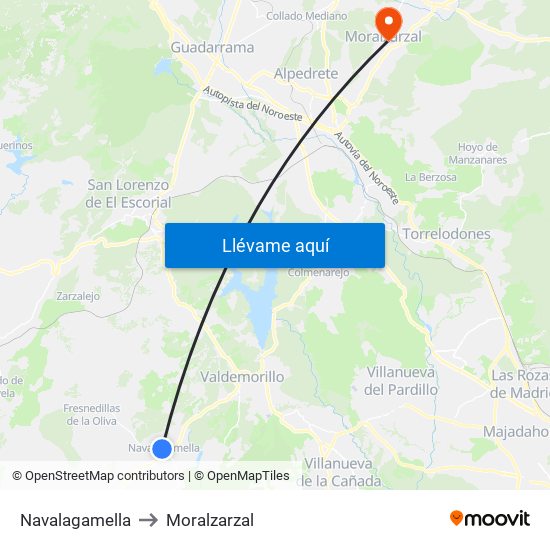 Navalagamella to Moralzarzal map