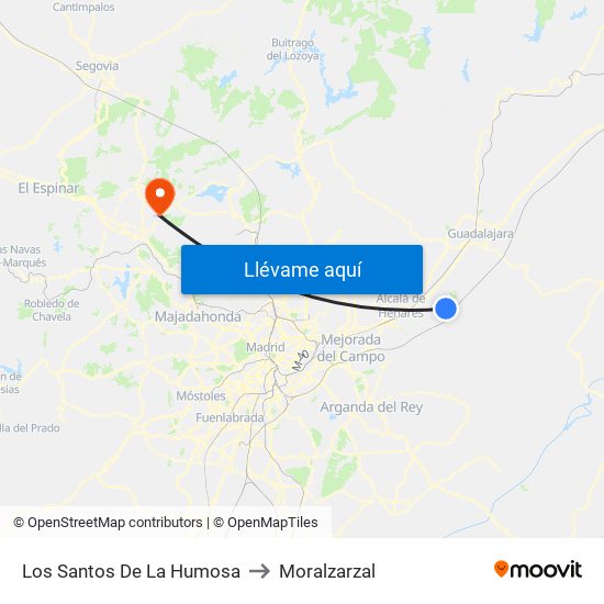 Los Santos De La Humosa to Moralzarzal map
