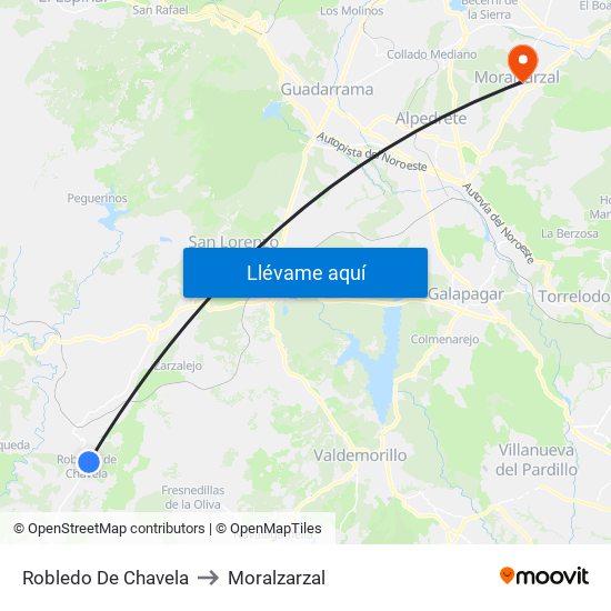 Robledo De Chavela to Moralzarzal map