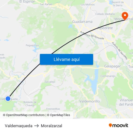 Valdemaqueda to Moralzarzal map