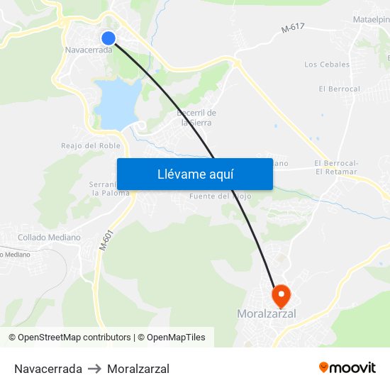 Navacerrada to Moralzarzal map