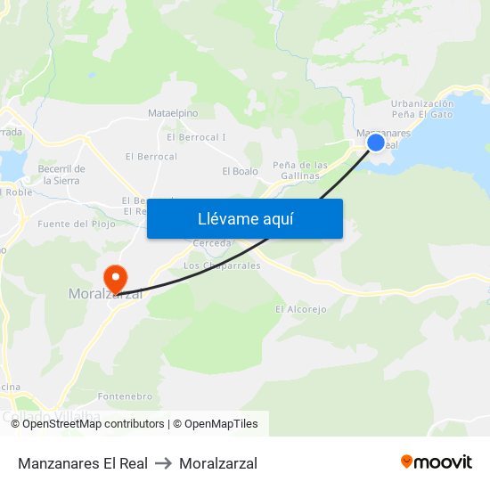 Manzanares El Real to Moralzarzal map