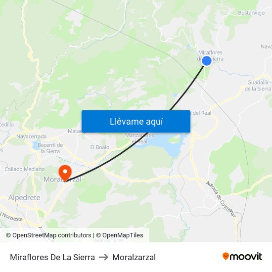Miraflores De La Sierra to Moralzarzal map