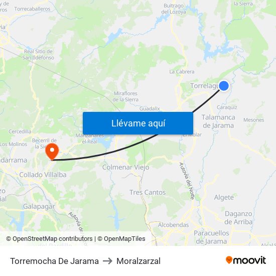 Torremocha De Jarama to Moralzarzal map