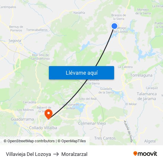 Villavieja Del Lozoya to Moralzarzal map