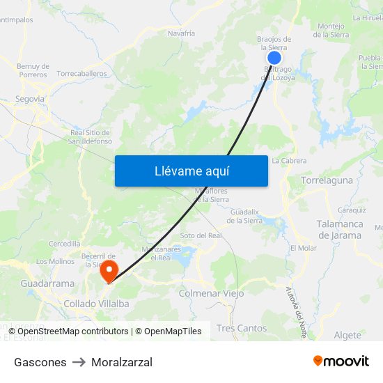 Gascones to Moralzarzal map