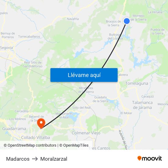 Madarcos to Moralzarzal map