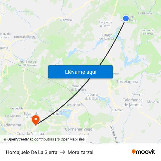 Horcajuelo De La Sierra to Moralzarzal map