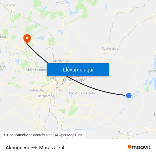 Almoguera to Moralzarzal map