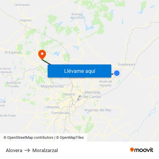 Alovera to Moralzarzal map