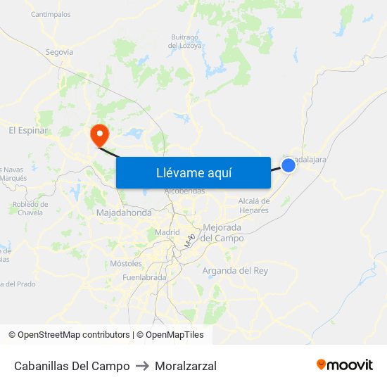 Cabanillas Del Campo to Moralzarzal map