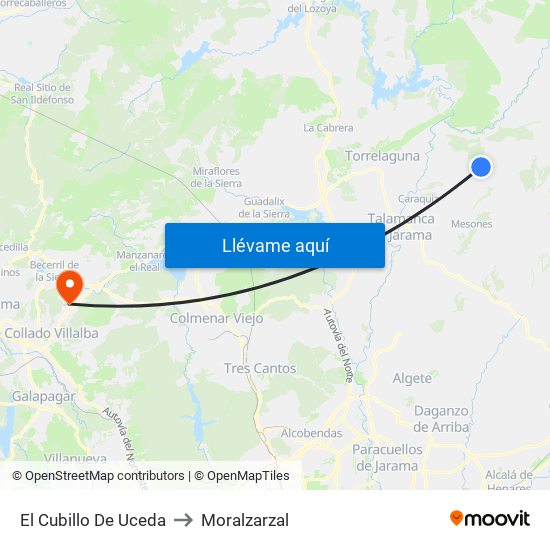 El Cubillo De Uceda to Moralzarzal map