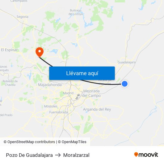Pozo De Guadalajara to Moralzarzal map
