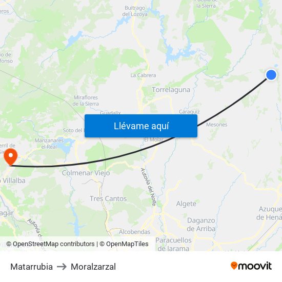 Matarrubia to Moralzarzal map