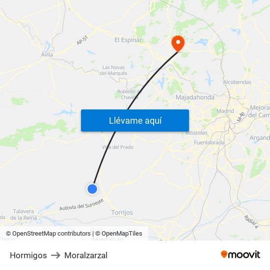 Hormigos to Moralzarzal map