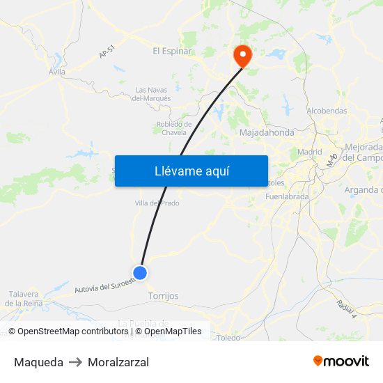 Maqueda to Moralzarzal map