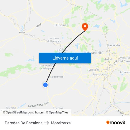 Paredes De Escalona to Moralzarzal map