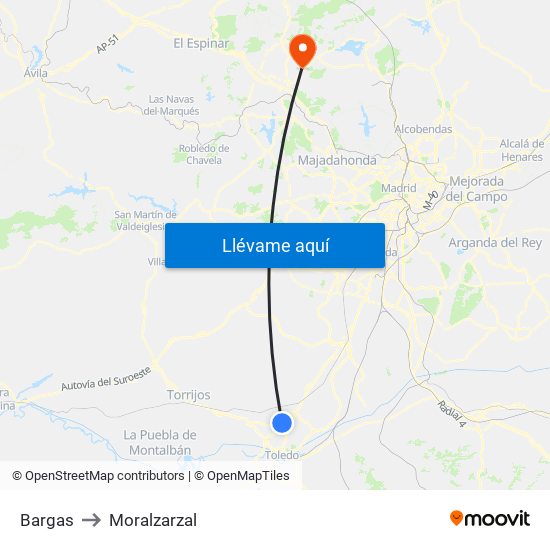 Bargas to Moralzarzal map