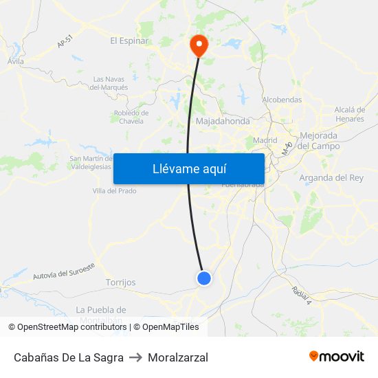 Cabañas De La Sagra to Moralzarzal map