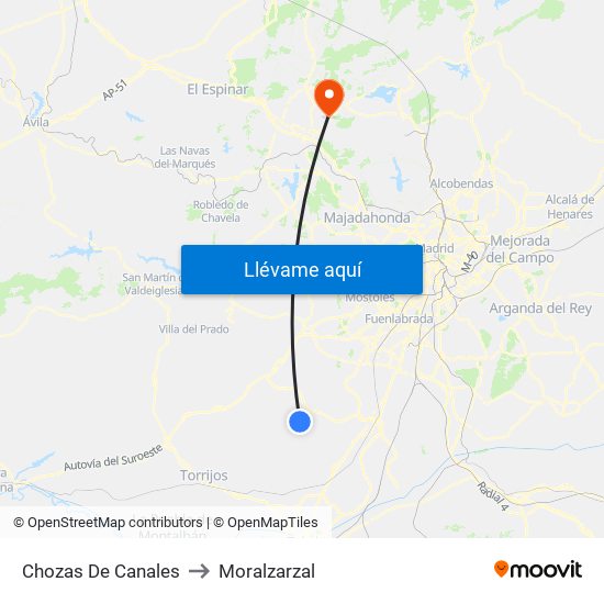 Chozas De Canales to Moralzarzal map