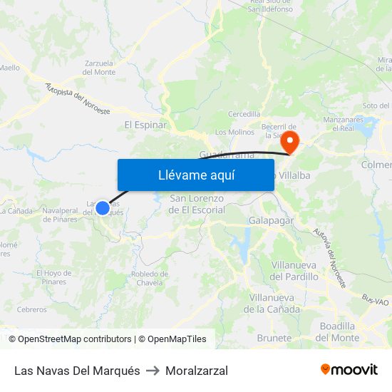 Las Navas Del Marqués to Moralzarzal map