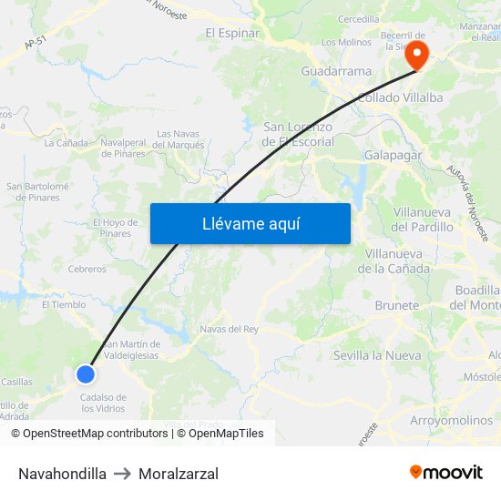 Navahondilla to Moralzarzal map