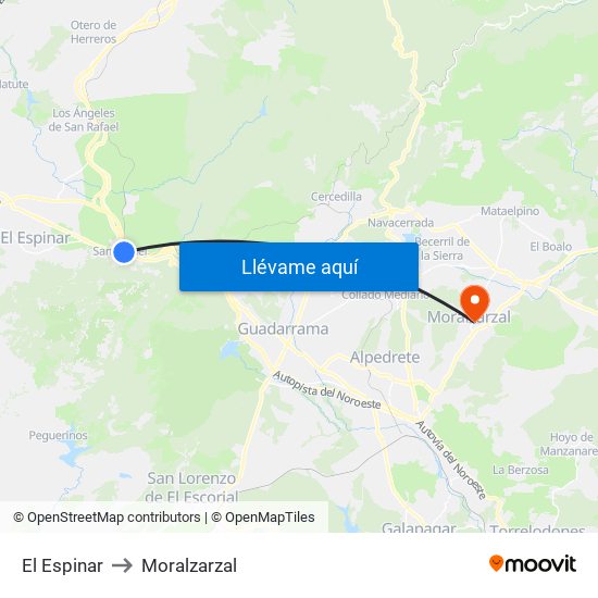 El Espinar to Moralzarzal map