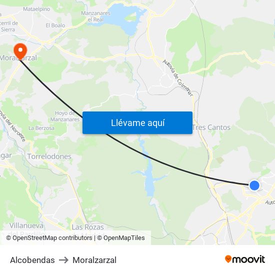 Alcobendas to Moralzarzal map