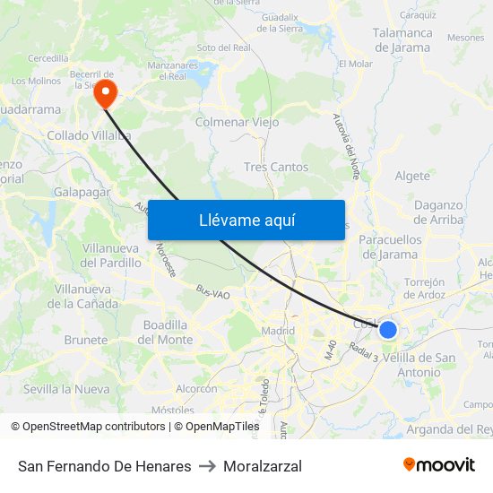 San Fernando De Henares to Moralzarzal map