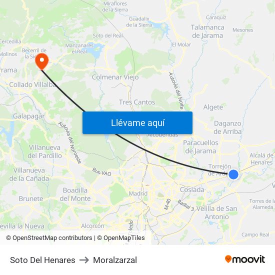 Soto Del Henares to Moralzarzal map