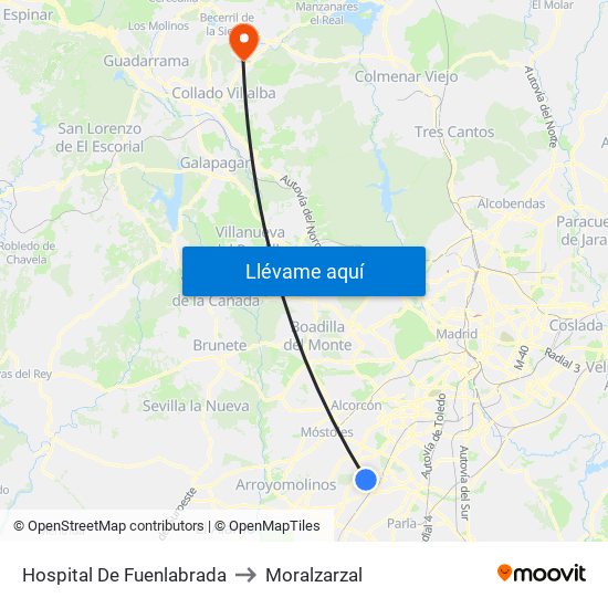 Hospital De Fuenlabrada to Moralzarzal map
