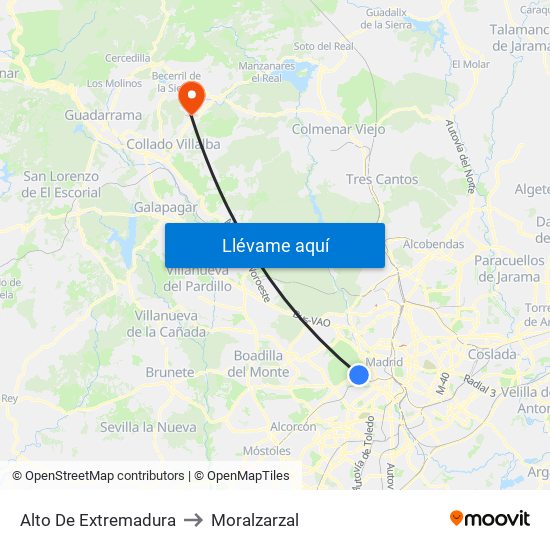 Alto De Extremadura to Moralzarzal map