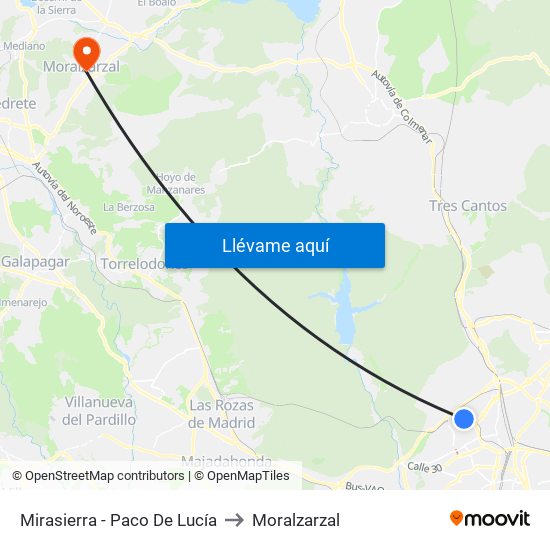 Mirasierra - Paco De Lucía to Moralzarzal map
