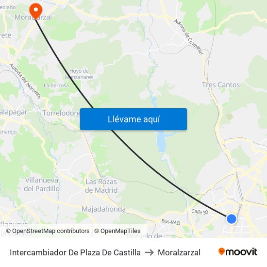 Intercambiador De Plaza De Castilla to Moralzarzal map