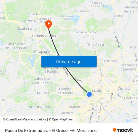 Paseo De Extremadura - El Greco to Moralzarzal map