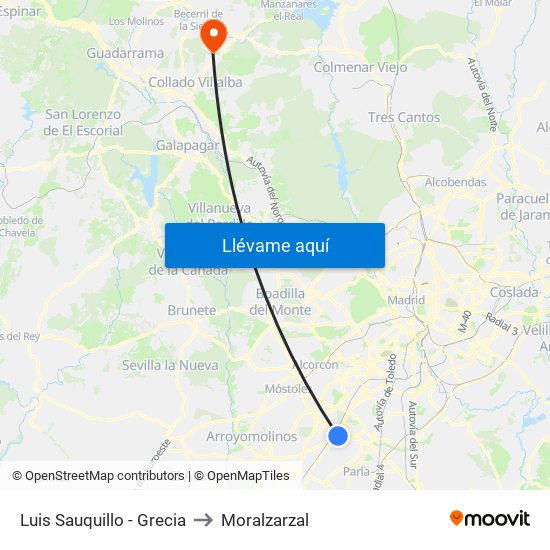 Luis Sauquillo - Grecia to Moralzarzal map