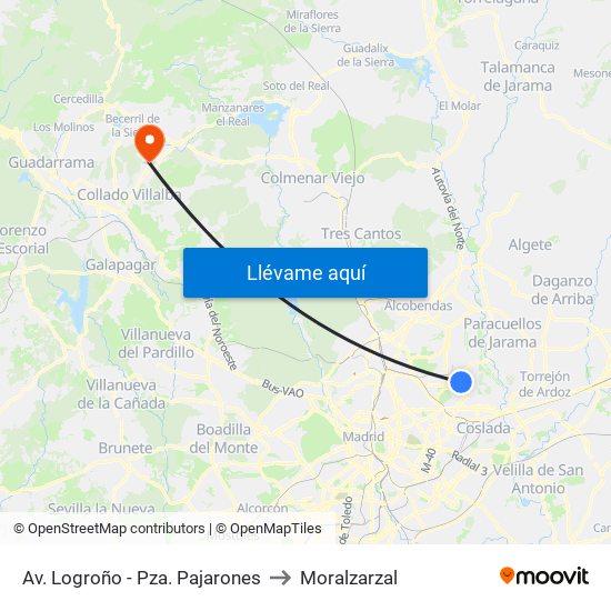 Av. Logroño - Pza. Pajarones to Moralzarzal map