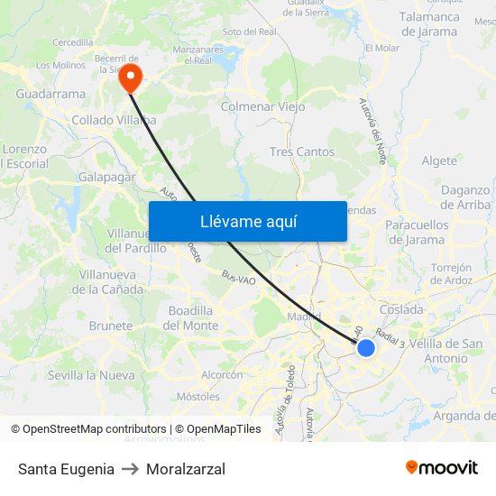 Santa Eugenia to Moralzarzal map