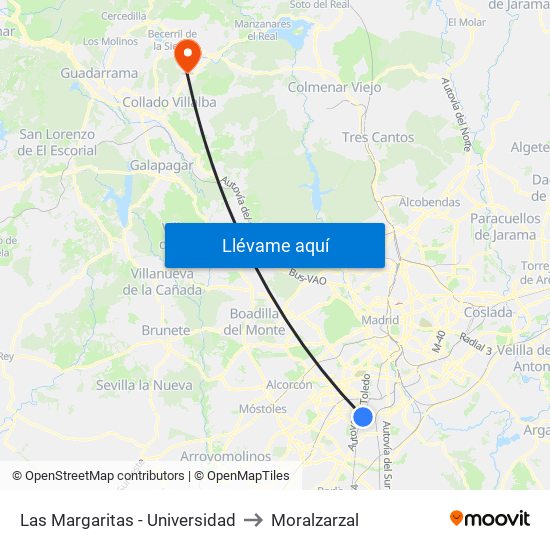 Las Margaritas - Universidad to Moralzarzal map