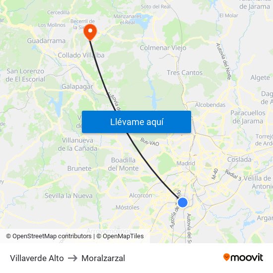 Villaverde Alto to Moralzarzal map