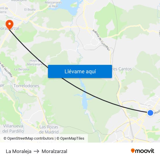 La Moraleja to Moralzarzal map