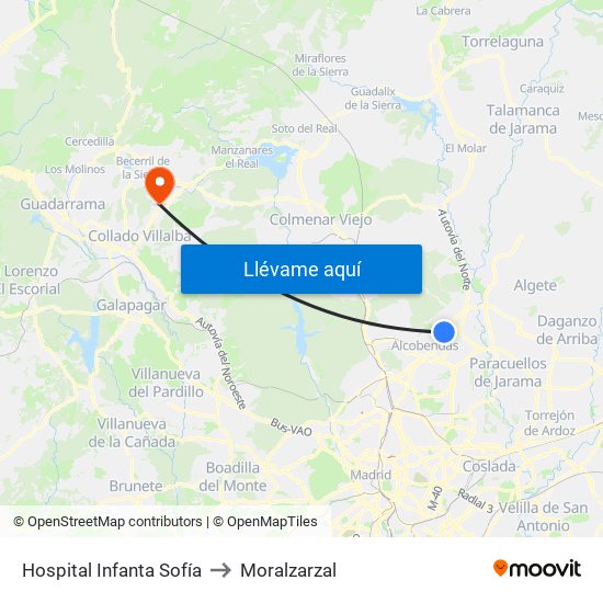 Hospital Infanta Sofía to Moralzarzal map