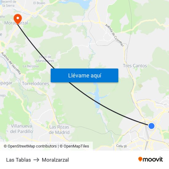 Las Tablas to Moralzarzal map