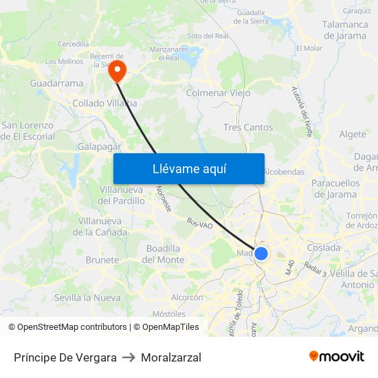 Príncipe De Vergara to Moralzarzal map
