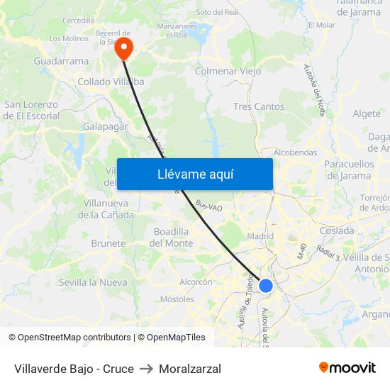 Villaverde Bajo - Cruce to Moralzarzal map