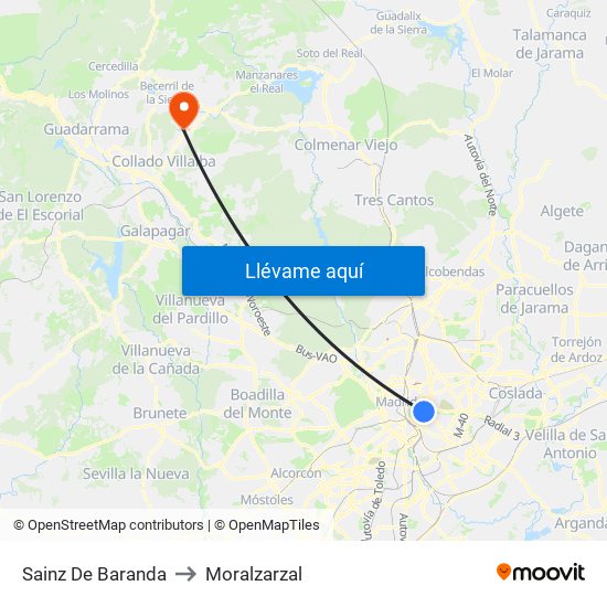 Sainz De Baranda to Moralzarzal map