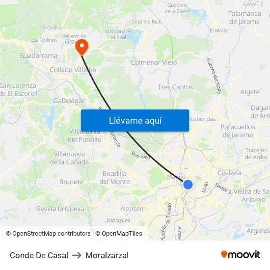 Conde De Casal to Moralzarzal map